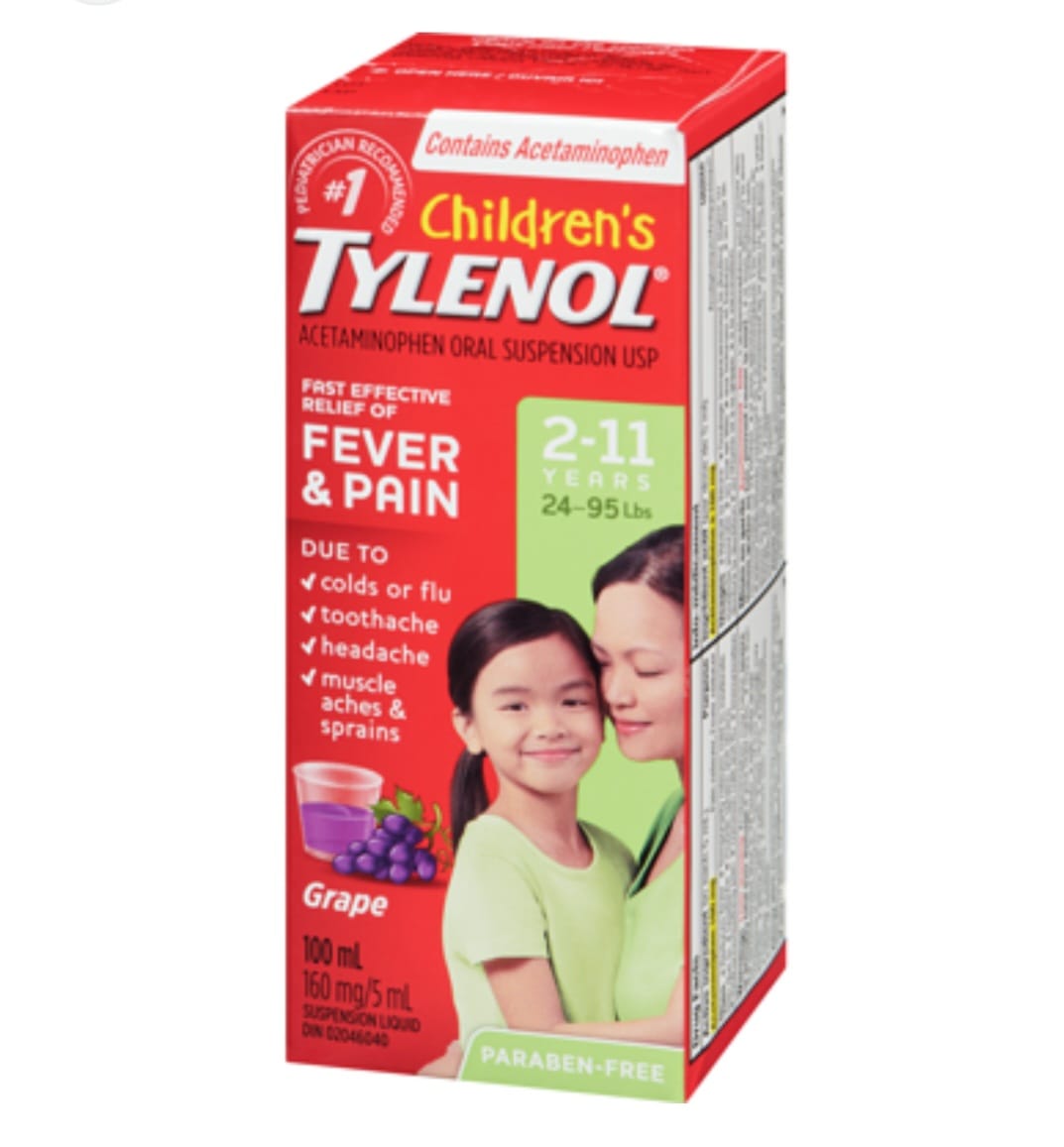 Tylenol Children's Suspension Liquid, Grape 100ml 160mg/5ml ZoomX