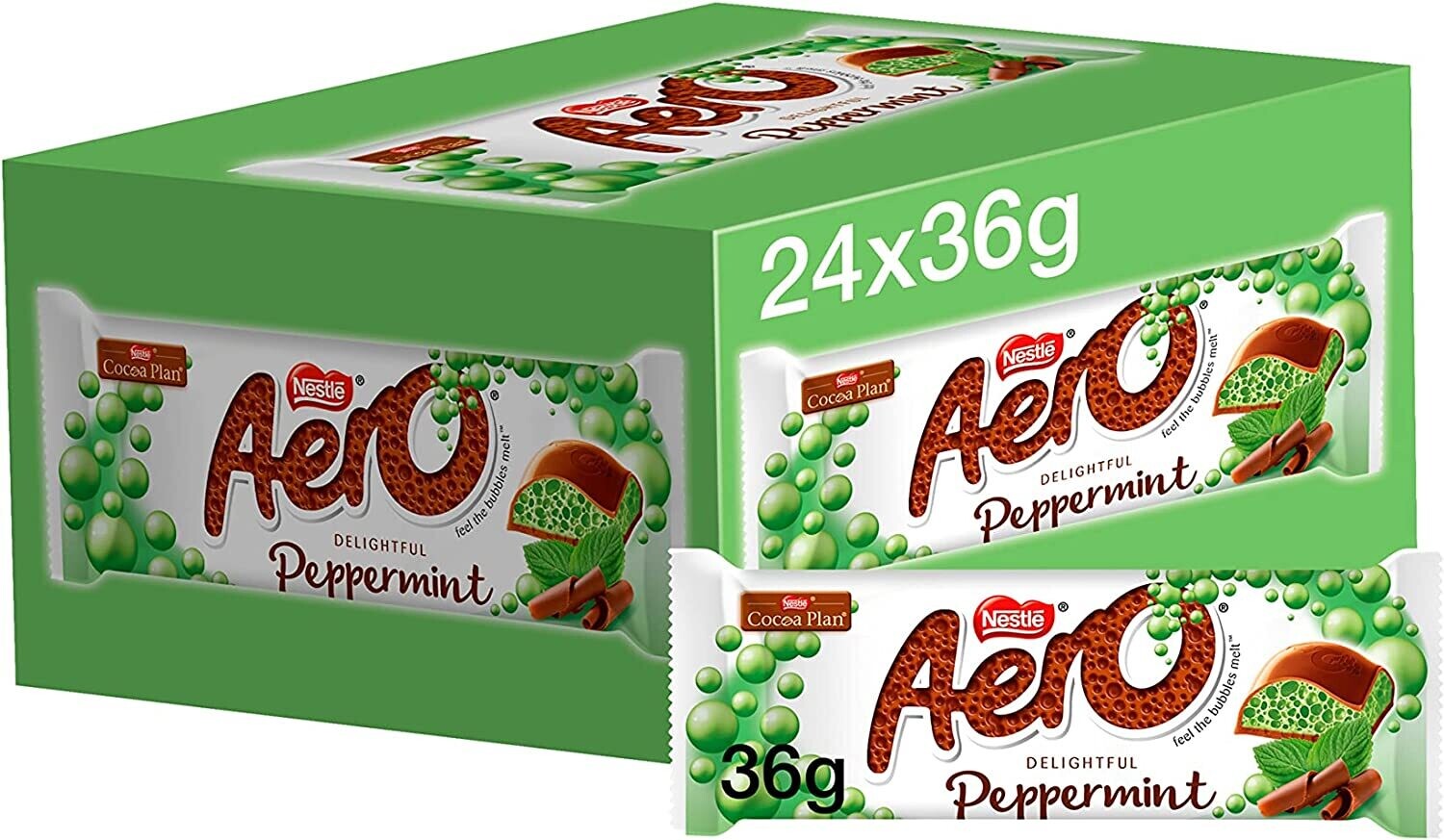 Aero - Bubbly Peppermint Chocolate Bar 24 x 36g – Zoom-X International